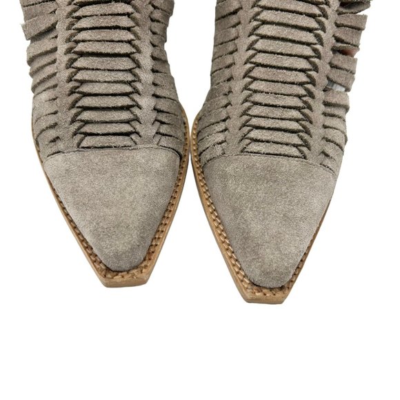 Jeffrey Campbell x Free People Travis Taupe Suede Buckle Heeled Boots - Picture 6 of 11